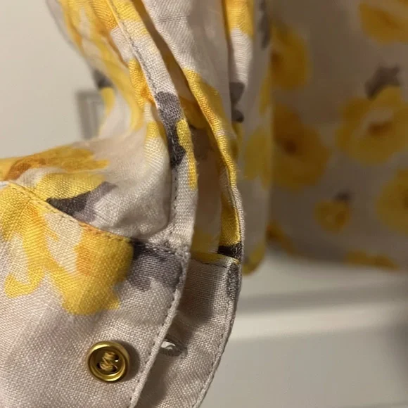 Charter Club Luxury 100% Linen size Large yellow and tan button down casual - Picture 8 of 11